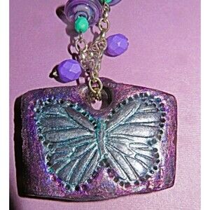 Purple butter fly beaded chain dream necklace.925 findings